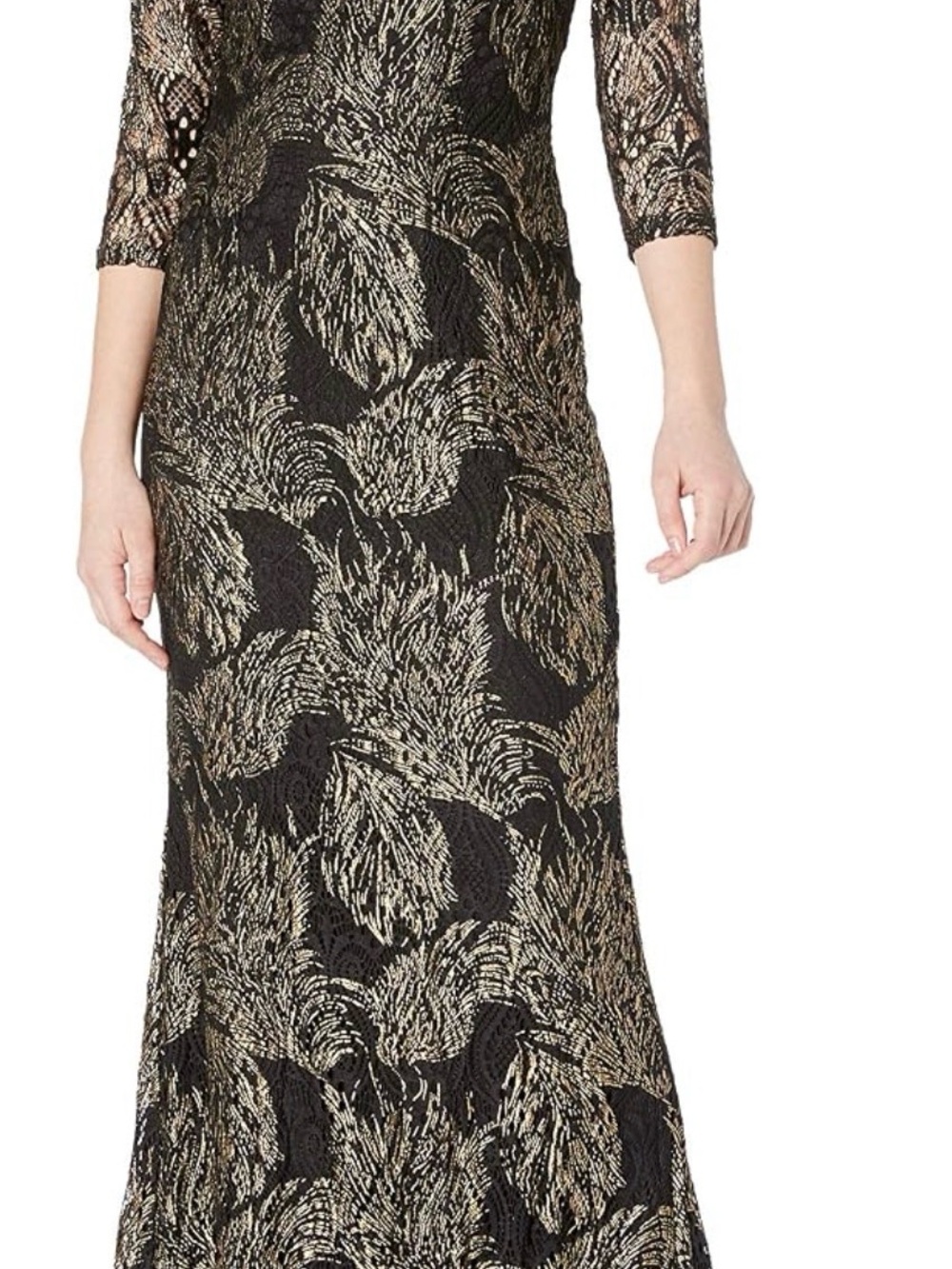 NWT Black and Gold Lace Evening Dress